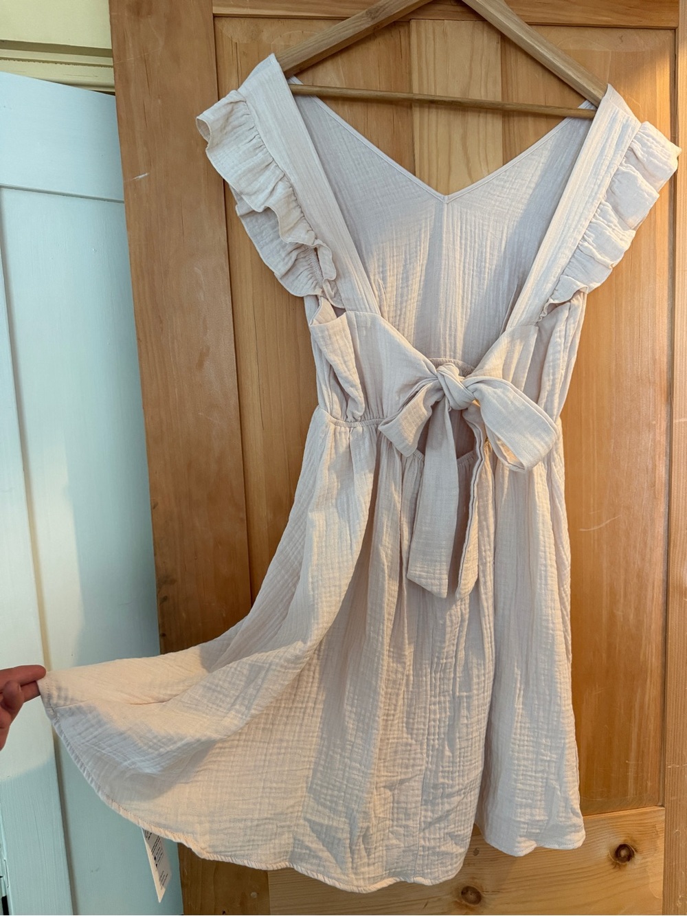 Cupshe Cream Ruffle Tie-Back Backless Sundress - Picture 4 of 5